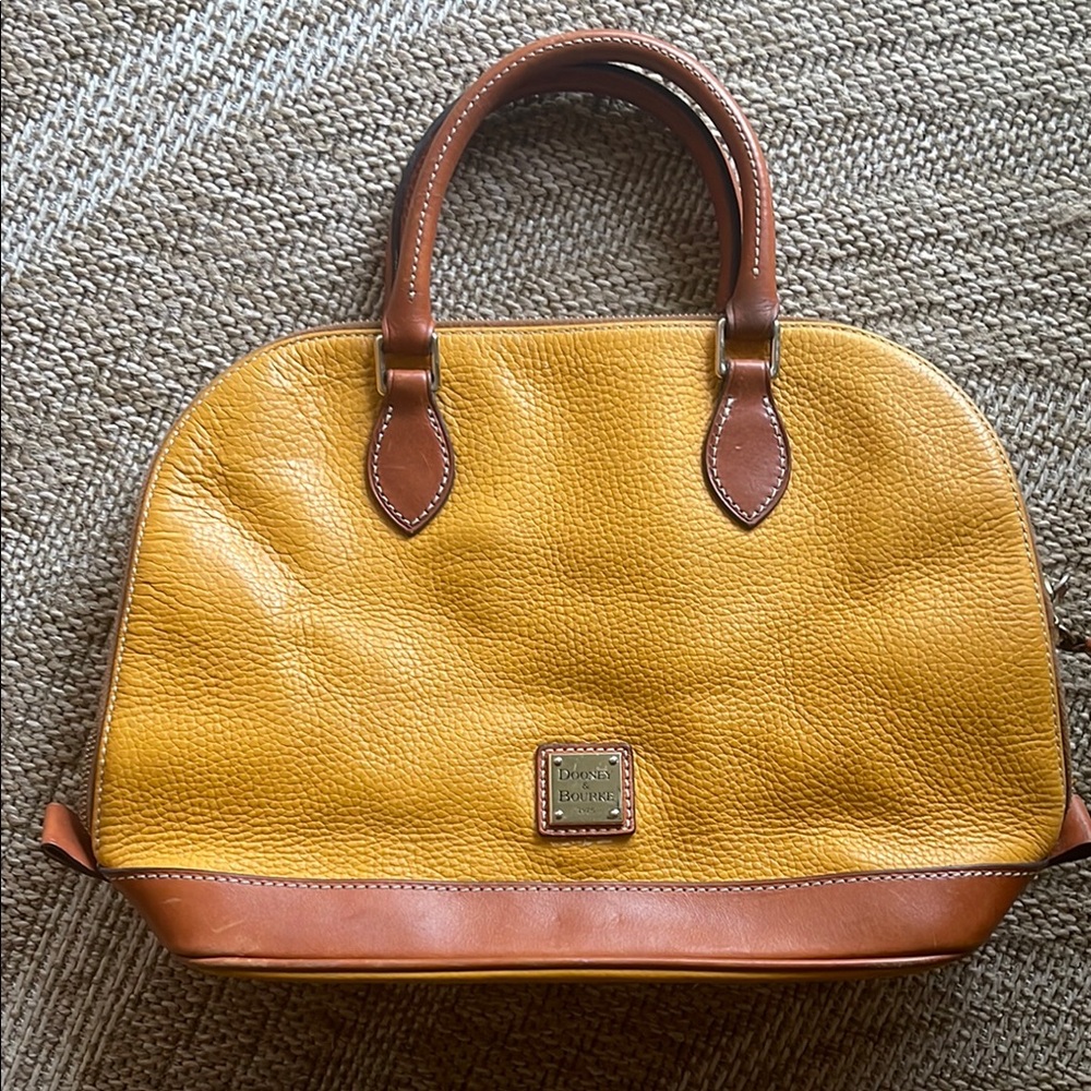 Dooney & Bourke Yellow and Brown Leather Satchel